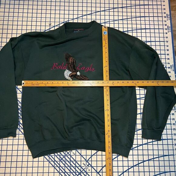 Head Waters Bald Eagle Spirit of Freedom Green Crewneck Sweatshirt Embroidered - Picture 9 of 9